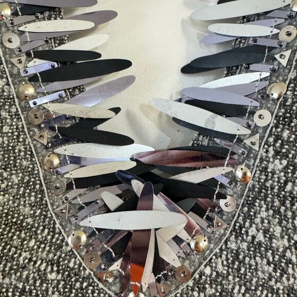 Anna Sui for Target Metallic Grey Boucle V-Neck Shift Mini Dress Size 3 - Picture 7 of 12